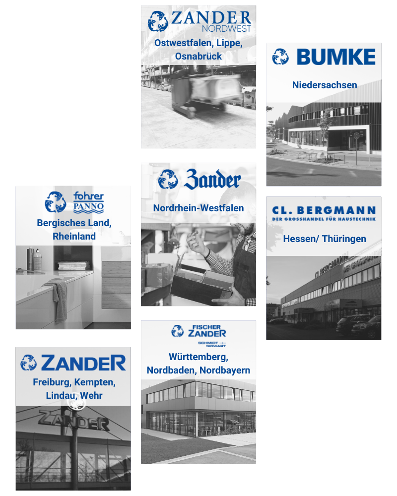Abbildung der einzelnen Logos der verschiedenen ZANDER-Häuser